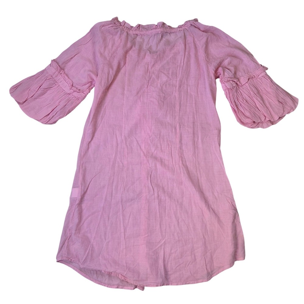 Yes! Miss Pink Cotton Ruffle Milkmaid Puff Sleeve Dress Y2K Prairie Tunic Large - Picture 11 of 11